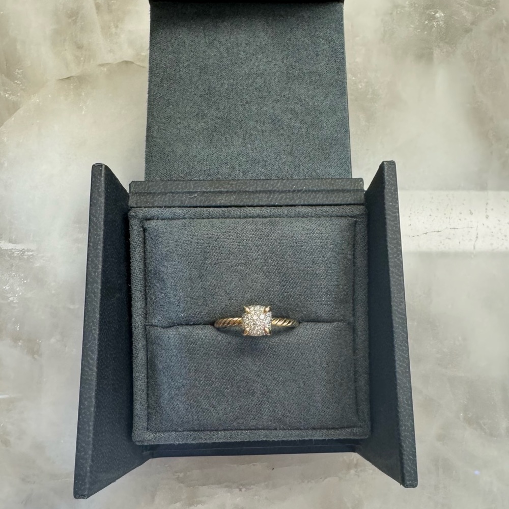 David Yurman Pave Diamond Petite Chatelaine Ring 18K Yellow Gold Like New Size 6 - Picture 4 of 5